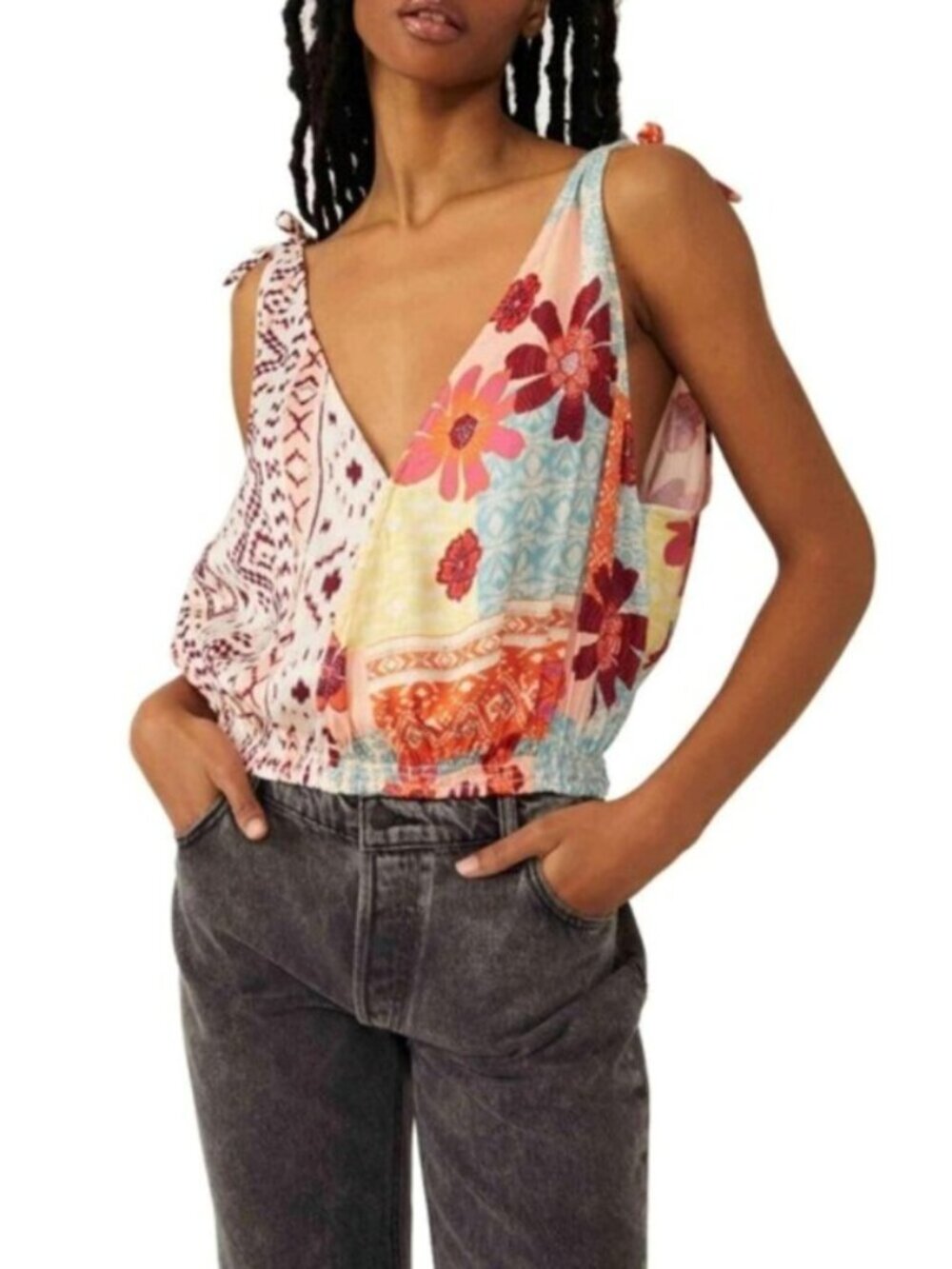 FREE PEOPLE Tied To You Tropical Tank Top XS NWT
